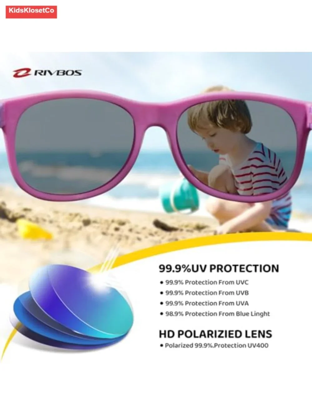 Kids Polarized UV Protection Flexible Rubber Sunglasses with Strap